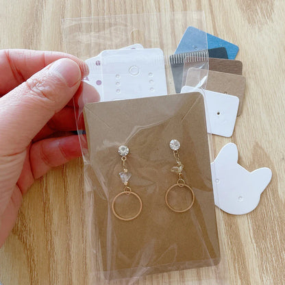 50 Sets Earring & Necklace Display Cards with Self-Seal Kraft Paper Bags – DIY Jewelry Packaging