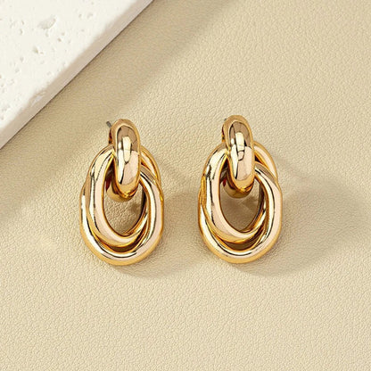 Gold & Silver Knot Hoop Earrings – Trendy Shiny Eardrop Jewelry for Women