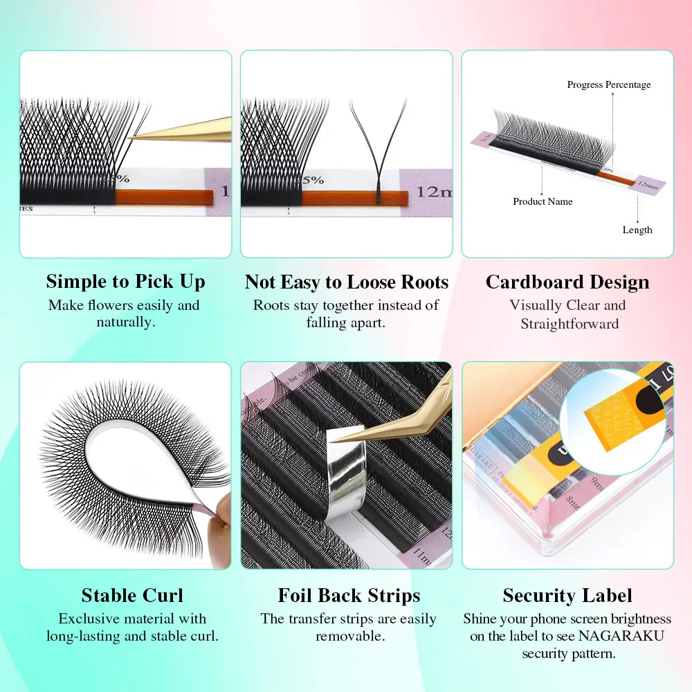 NAGARAKU YY-Shape Eyelash Extensions – Double & Triple Split Tips, Interlaced Root Lashes