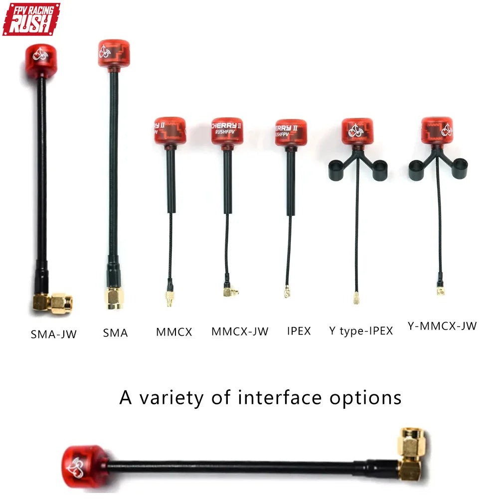RUSHFPV Cherry 2 II 5.8G FPV Antenna — LHCP/RHCP SMA UFL IPEX MMCX for Freestyle Analog & Digital Drones