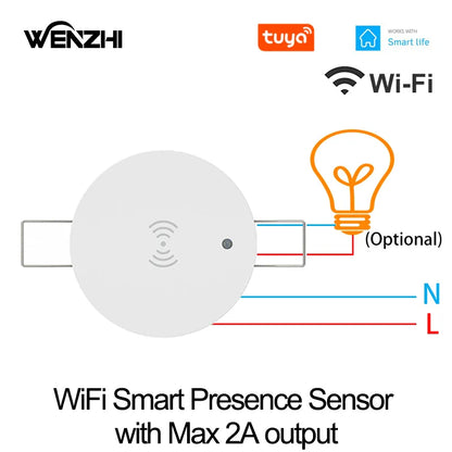 Zigbee & WiFi 24G Motion Sensor Switch – Smart Light Presence Detector with Brightness & Distance Radar, Tuya Smart Life Compatible