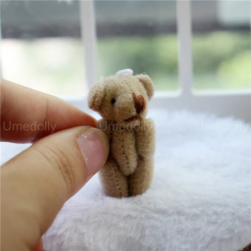 Miniature Bear & Rabbit Plush Toy — 1/6 & 1/12 Scale Dollhouse Decor for OB11 Blyth Dolls