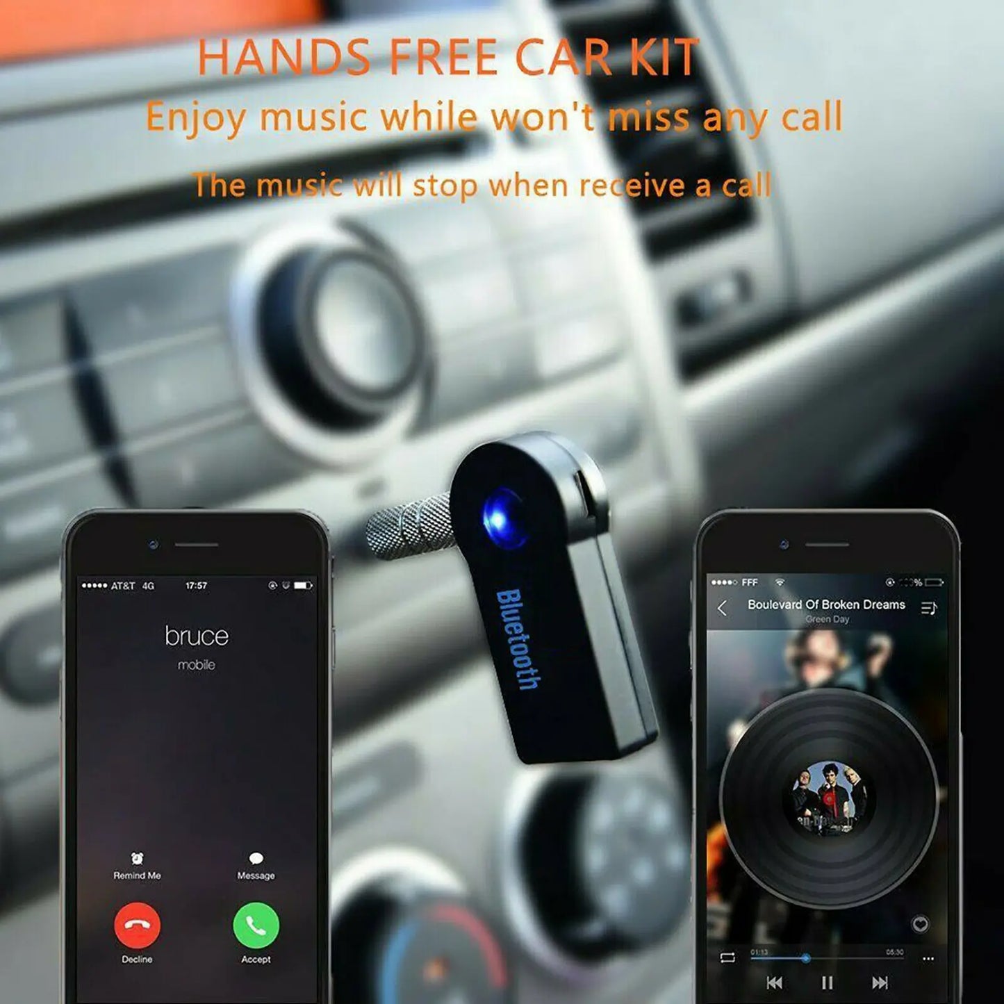 2-in-1 Wireless Bluetooth 5.0 Receiver Adapter – 3.5mm AUX Car & Headphone Audio Receiver with A2DP Hands-Free Music Streaming
