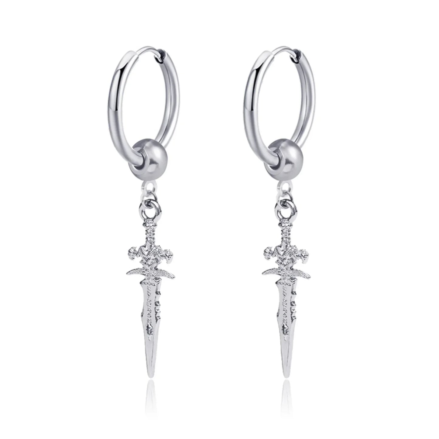 Long Hanging Cross & Leaf Hoop Earrings – Vintage Stainless Steel Hip Hop Unisex Jewelry Accessories