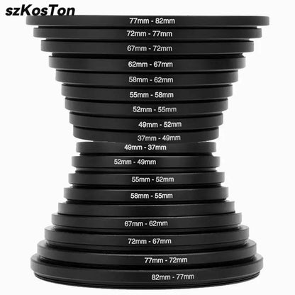 9/18 Pcs Camera Lens Filter Step Up & Down Adapter Rings — Metal Filter Mount Kit for DSLR 37-82mm & 82-37mm