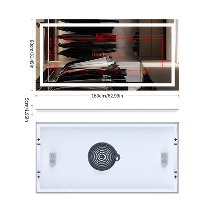LUVODI Bluetooth LED Bathroom Mirror – Large Anti-Fog Lighted Vanity Mirror with 3-Color Modes