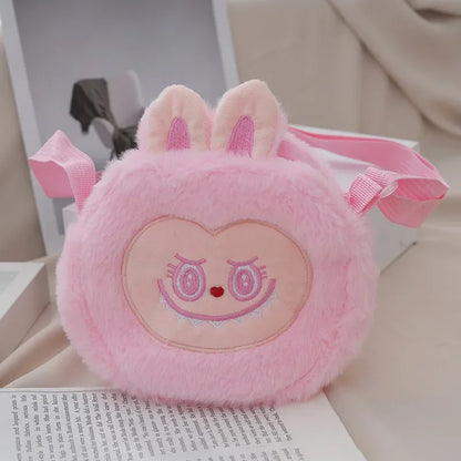 2024 Women’s Cartoon Animal Furry Shoulder Bag — Cute Single-Shoulder Winter Handbag for Kids & Ladies
