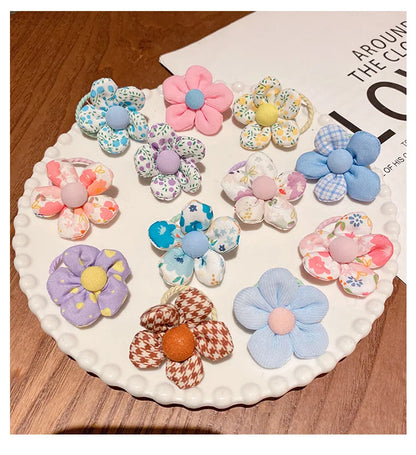 10 Pcs Baby Girl Flower Hair Bands Set – Cute Colorful Soft Scrunchies Ponytail Holders for Kids
