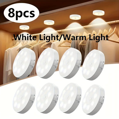 Motion Sensor LED Night Light USB Rechargeable – Wireless Cabinet, Wardrobe & Staircase Lamp (1–8PCS)