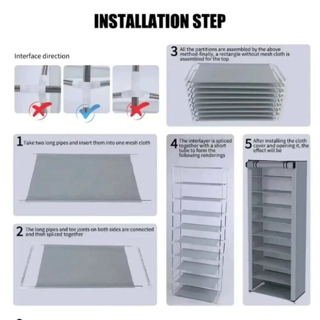 Multilayer Dustproof Shoe Storage Rack – Space-Saving Nonwoven Shoe Cabinet & Organizer for Home Furniture