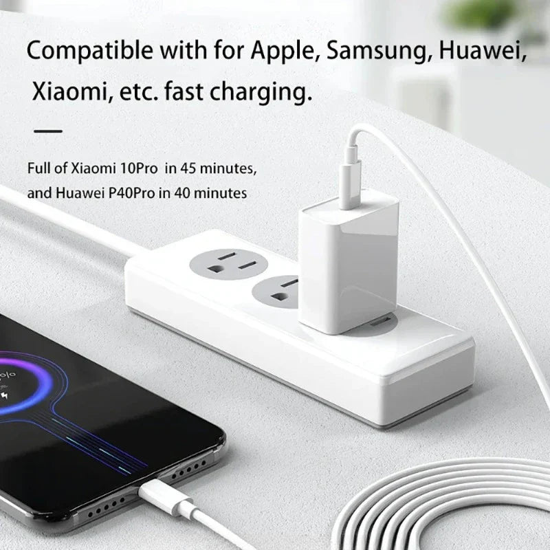 PD 60W USB-C to USB-C Fast Charging Cable – 2M Power Delivery Cord for iPhone 6-16 Series, iPad & USB-A Devices