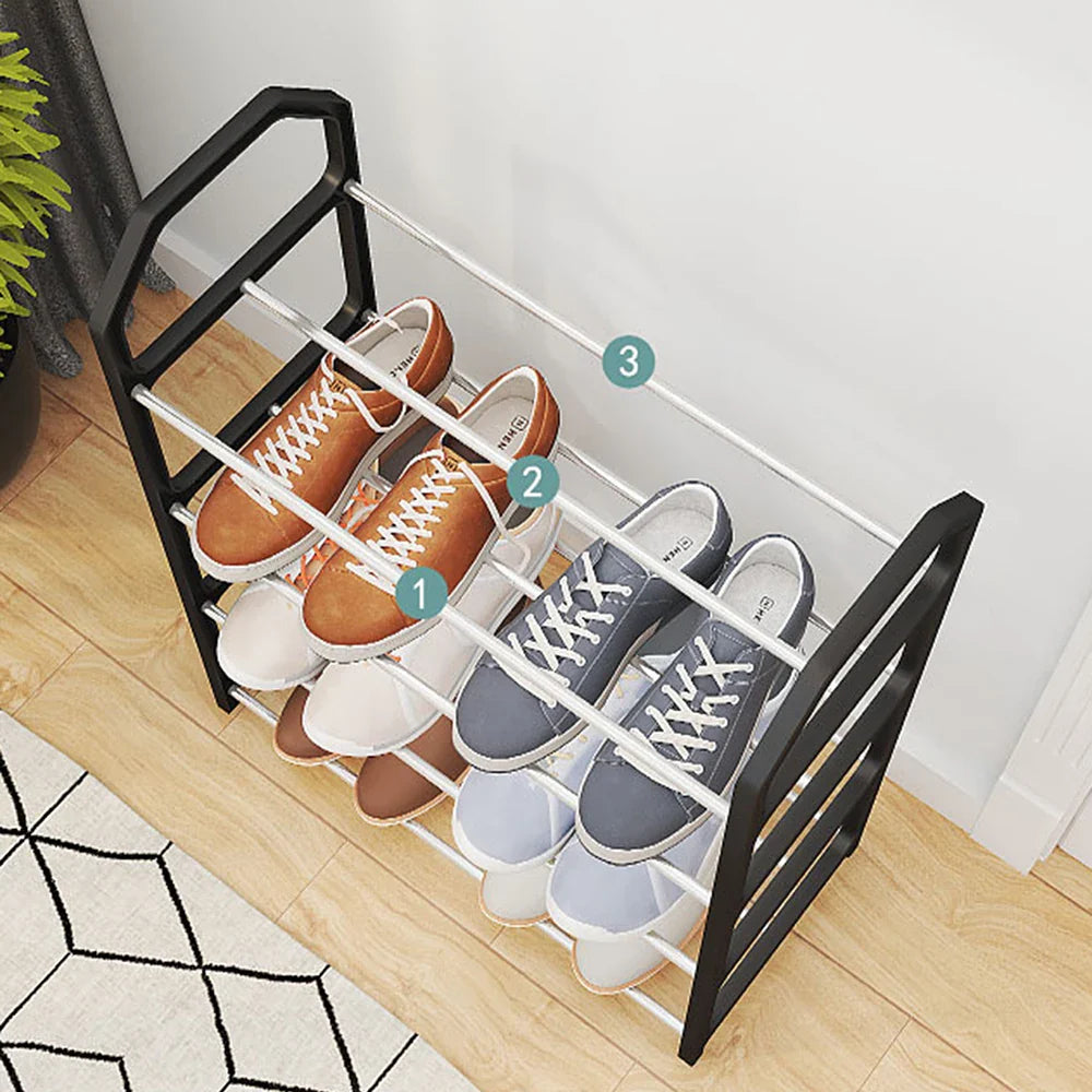 4-Floor Creative Home Shoe Rack – Dormitory Door Storage Cabinet, Black, 2 Sets Assembly Components for Shoes