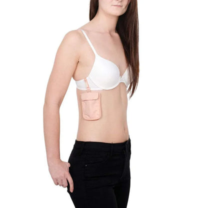 Women’s Hidden Bra Wallet – Solid Color Travel Money Belt Pouch with Flap Clasp Cotton Pocket