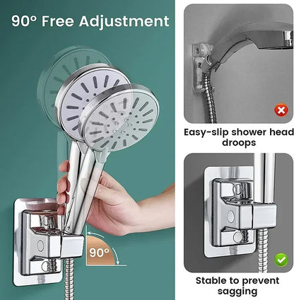 ABS Wall-Mounted Shower Head Holder – Self-Adhesive, Adjustable & Rotatable Handheld Bracket for Bathroom Accessories