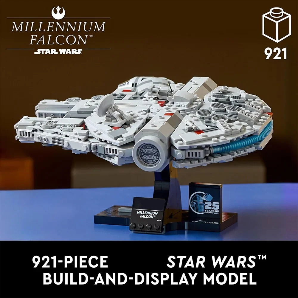 LEGP Space Wars Millennium Falcon Building Blocks – 25th Anniversary Starship Model 75375 for Home Décor