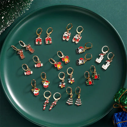 12/20 Pairs Christmas Earrings Set – Shiny Crystal Snowflake, Elk, Bowknot & Xmas Tree Studs for Women, Holiday & New Year Gifts