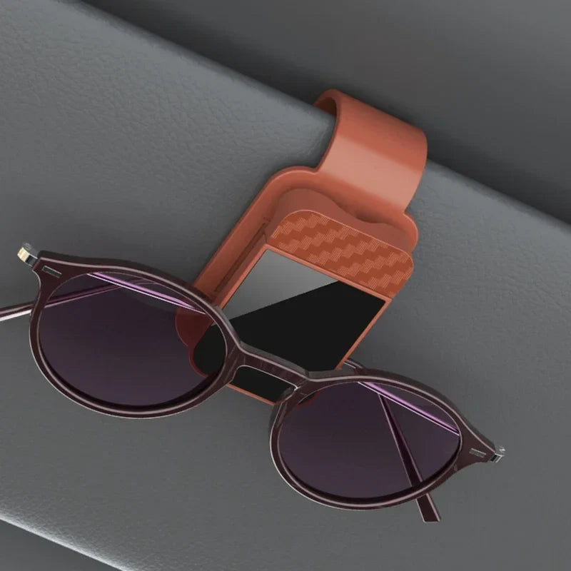Car Sun Visor Sunglasses Holder - Stable Eyeglass Clip with Card & Ticket Storage Organizer