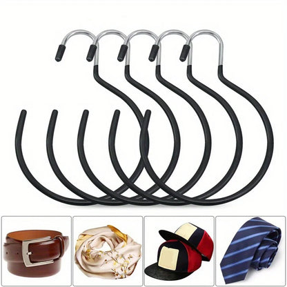 Non-Slip Plastic Coated Scarf Storage Rack – Multifunctional Tie, Belt & Hat Hanger Organizer Hook for Closet (1/2/5 Pack)