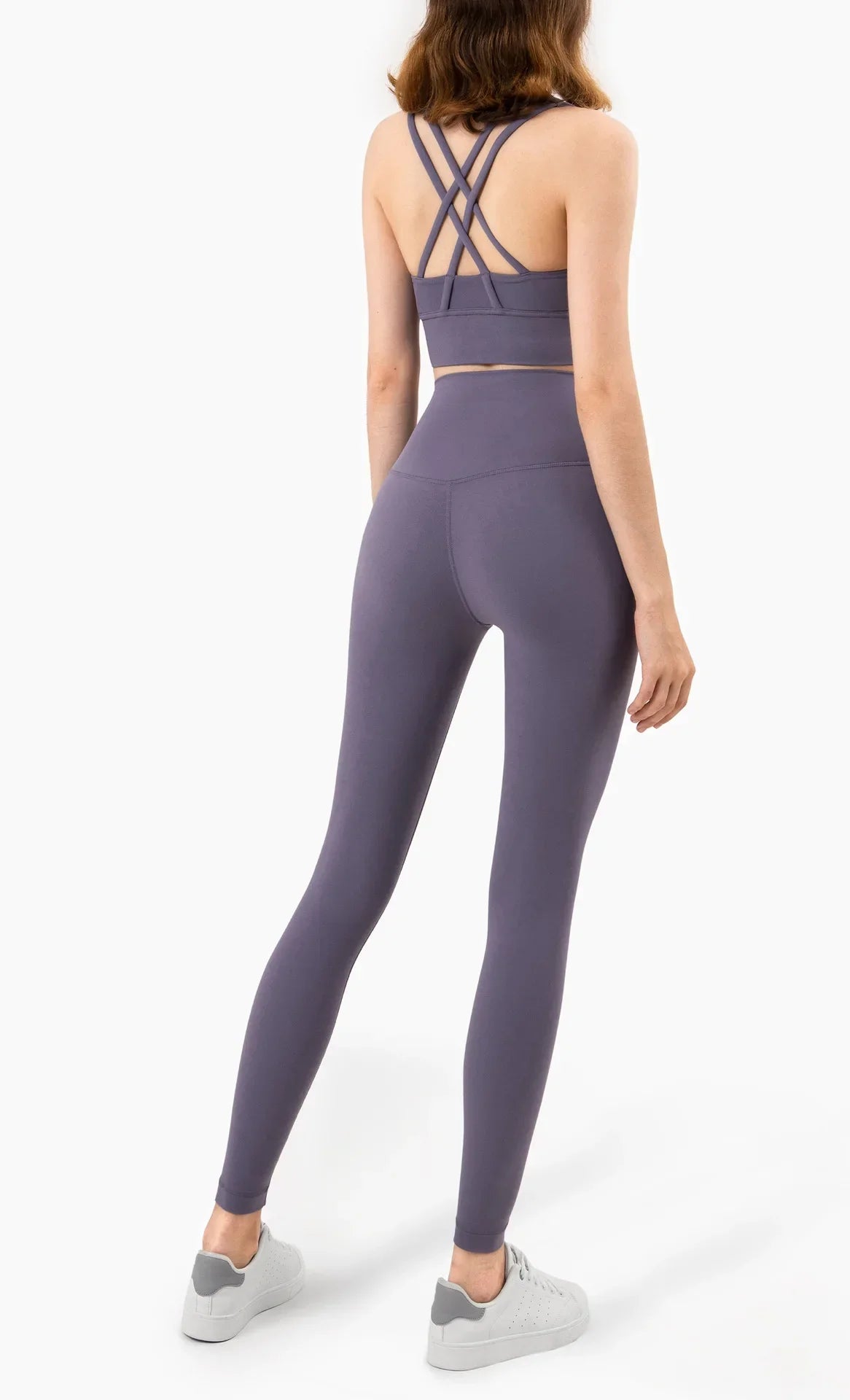 Summer 2 Piece Women's Yoga Tracksuit - Cross-Back Nylon Top and Leggings Athletic Set for Pilates and Fitness