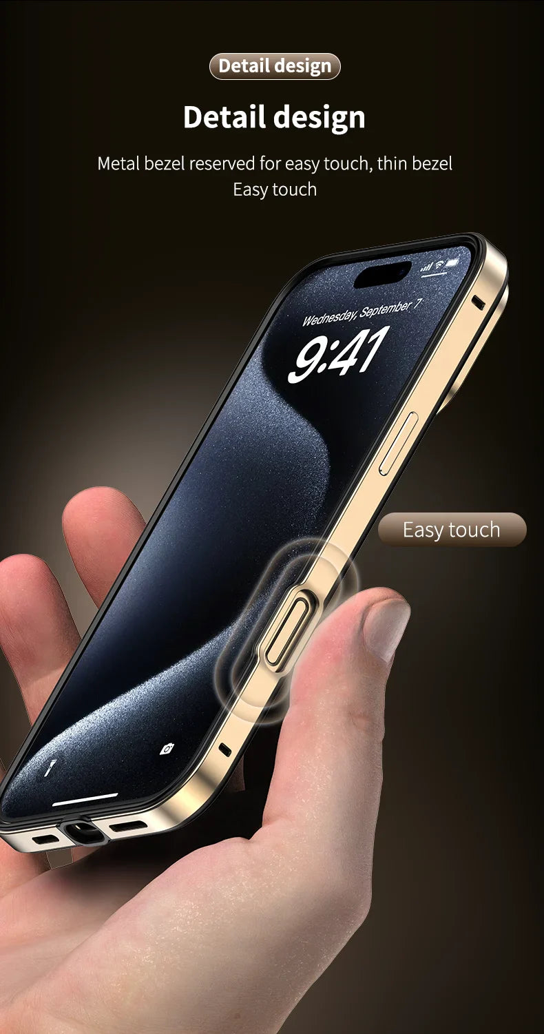 Camera Protection Hybrid Silicone & Aluminum Metal Phone Case for iPhone 16/15/14/13 Pro Max – Better Heat Bumper