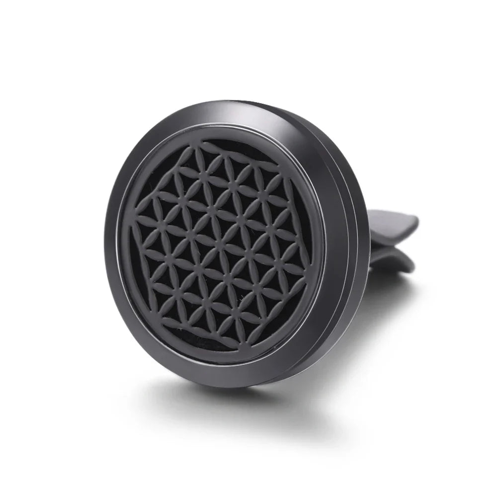 All-Black Tree of Life Car Air Freshener – Stainless Steel Aromatherapy Essential Oil Diffuser Locket Pendant