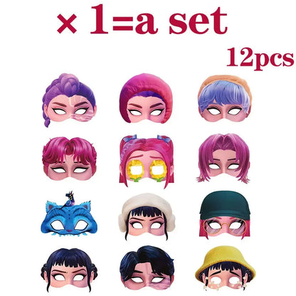 12PCS KPop Demon Hunters Mask Set – Birthday, Cosplay & Halloween Party Props for Kids