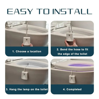 LED Motion Sensor Toilet Night Light – Automatic Body Sensing Waterproof Bathroom Night Lamp for Toilet Bowl Backlight