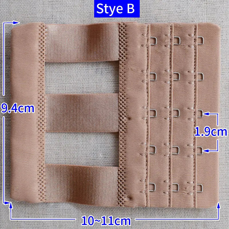 2PCS Women’s Bra Extension Strap – 3 Rows, 5 Buckles, Elastic Adjustable Hook Clip for Bra Accessories