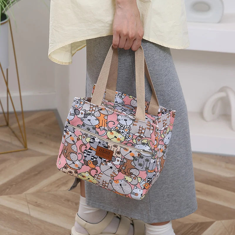 Cute Cartoon Insulated Lunch Bag – Large Capacity Bento Cooler for School, Work & Travel