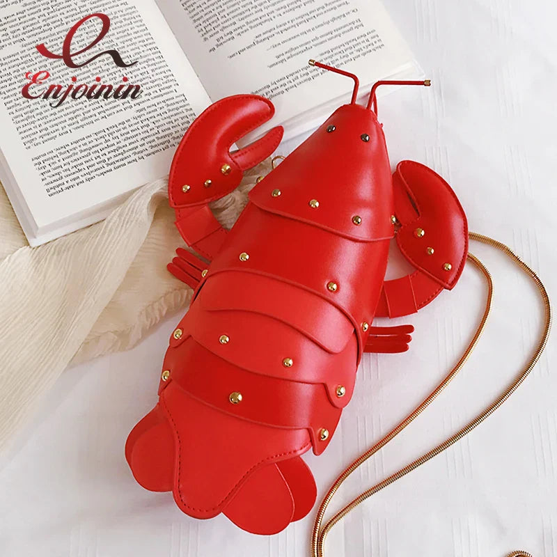 Cute Lobster Style Crossbody Mini Bag — PU Leather Chain Purse for Girls & Women Shoulder Clutch 2021
