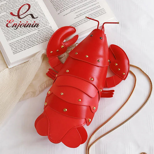 Cute Lobster Style Crossbody Mini Bag — PU Leather Chain Purse for Girls & Women Shoulder Clutch 2021