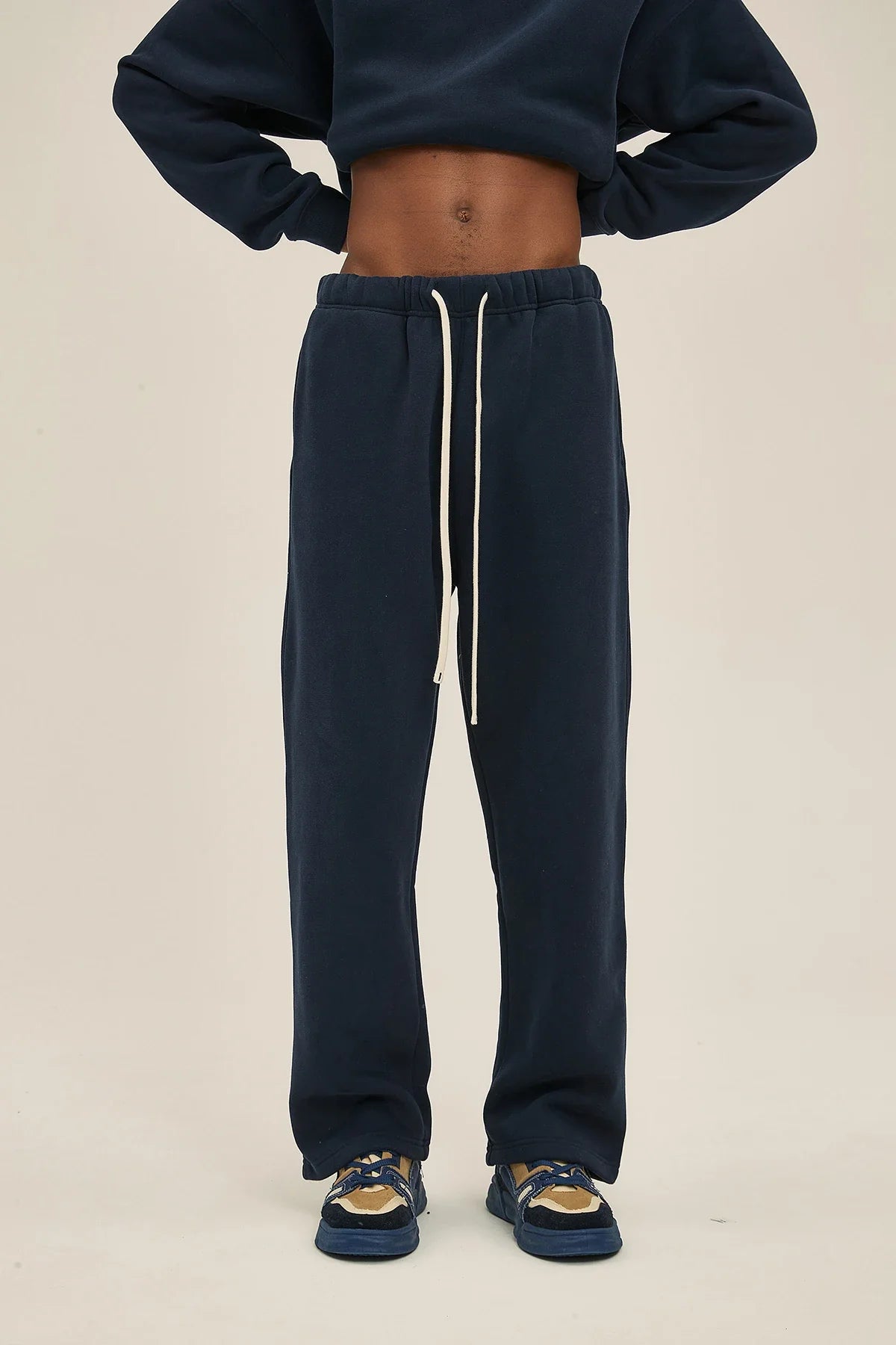 Straight-Lined Solid Color Cashmere Sweatpants – Soft Cozy Lounge Pants