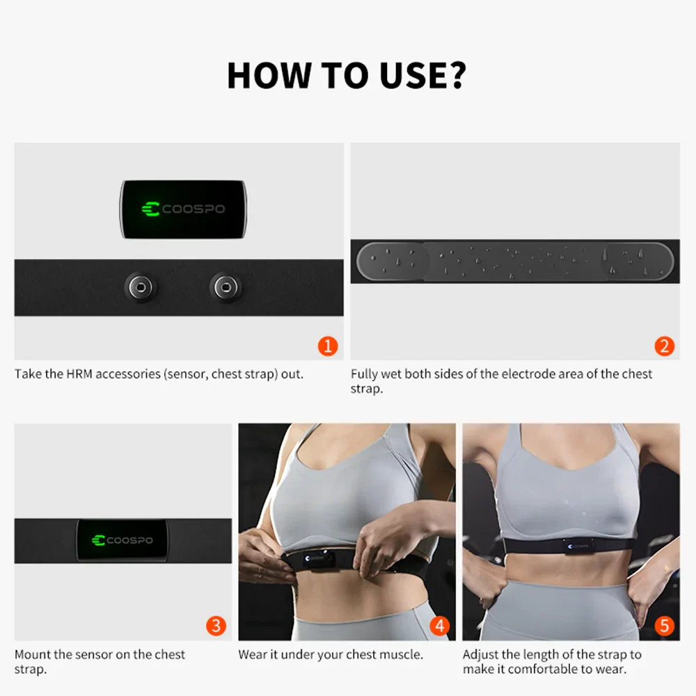 COOSPO H9Z Bluetooth Heart Rate Monitor Chest Strap — ANT+ HRM Waterproof for Garmin, Wahoo, Zwift