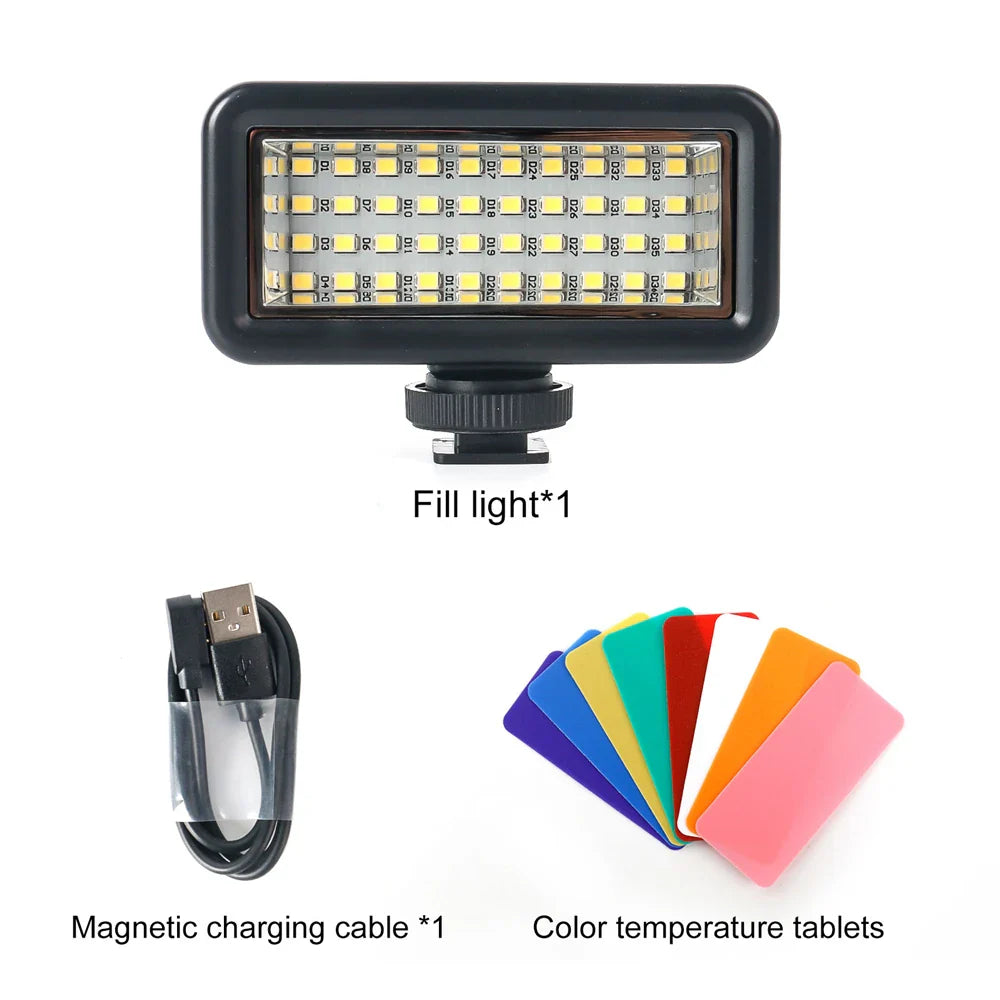 40M Underwater Waterproof LED Fill Light for GoPro HERO 11/10/9 & DJI OSMO Action 3 – Diving Camera Lighting Accessory