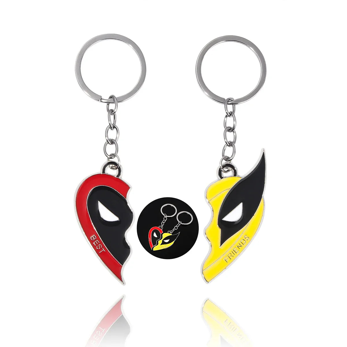 Best Friends Clown Mask Keychain & Bracelet Pendant Combo – Red & Yellow Love Jewelry for Friends