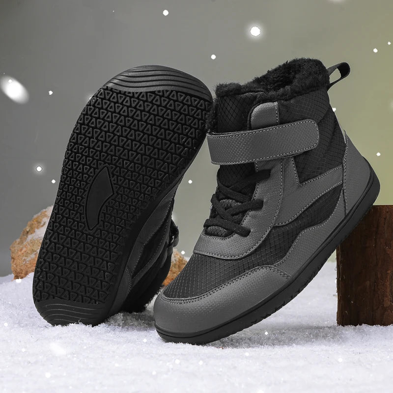 Kids Wide Toe Snow Boots - Warm Minimalist Barefoot Winter Shoes for Boys & Girls Toddlers