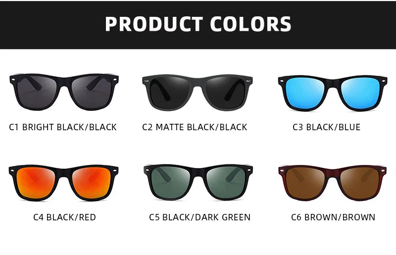Classic Square Polarized Sunglasses – Retro Black Anti-Glare Driving Shades for Men & Women