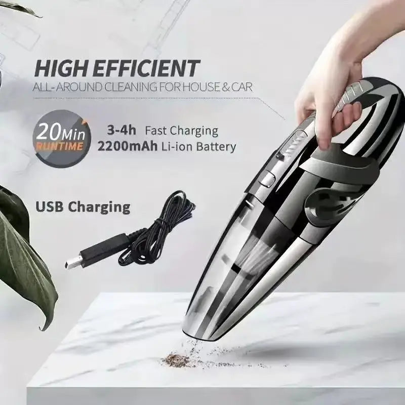 Portable Wireless Handheld Vacuum Cleaner – Powerful Suction, Rechargeable Quick-Charge for Car, Home & Pet Hair