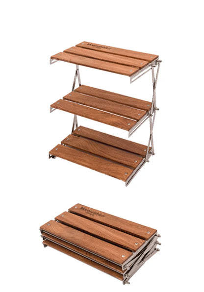 MOUNTAINHIKER Portable Camping Rack – 3-Tier Foldable Outdoor Table for Picnic & BBQ, Easy to Carry