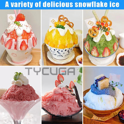 Korea Bingsu Snowflake Ice Shaver Machine – 360W 3L Ice Maker for Dessert, Includes Refrigerant, Ships to Europe, Russia, Mexico