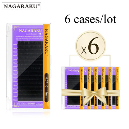 NAGARAKU Eyelash Extension Set – 6 Cases Faux Mink Individual Lashes in C, D, CC, DD Curl Artificial False Eyelashes