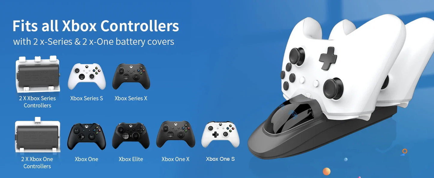 Xbox One & Series X/S Controller Dual Charging Station with 2×3600mWh Rechargeable Battery Packs