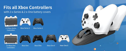 Xbox One & Series X/S Controller Dual Charging Station with 2×3600mWh Rechargeable Battery Packs