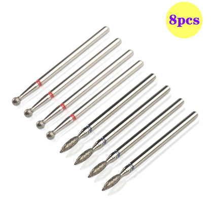 8pcs Diamond Nail Drill Bit Set - Rotary Electric Milling Cutters for Pedicure, Manicure, Cuticle Burr & Nail Tools Accessories