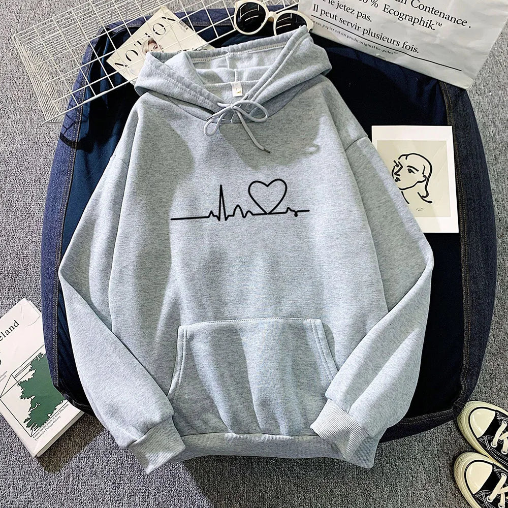 Women's Casual Print Loose Hoodie – Spring Long-Sleeve Harajuku Pullover Sweatshirt, Streetwear Style