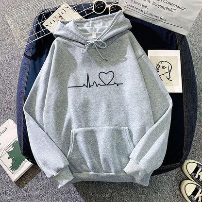 Women's Casual Print Loose Hoodie – Spring Long-Sleeve Harajuku Pullover Sweatshirt, Streetwear Style