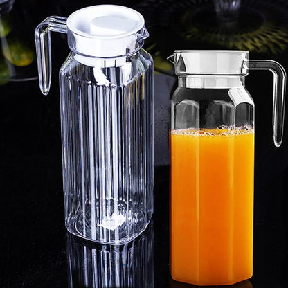 1.1L Plastic Water & Juice Pitcher - Transparent Refrigerator Drink Storage Jug for Kitchen