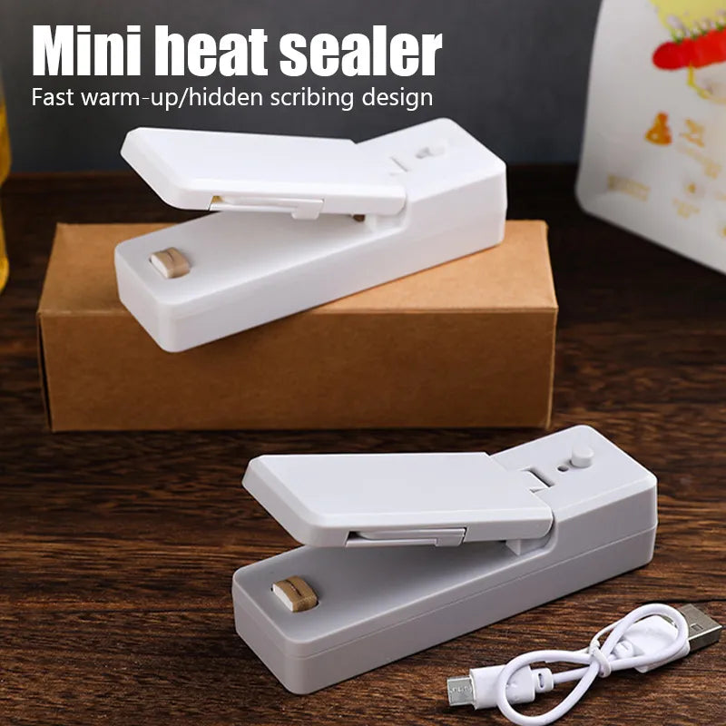 Rechargeable 2-in-1 Mini Bag Sealer with Cutter Knife - USB Chargable, Portable Heat Sealer for Plastic Bag Food Storage