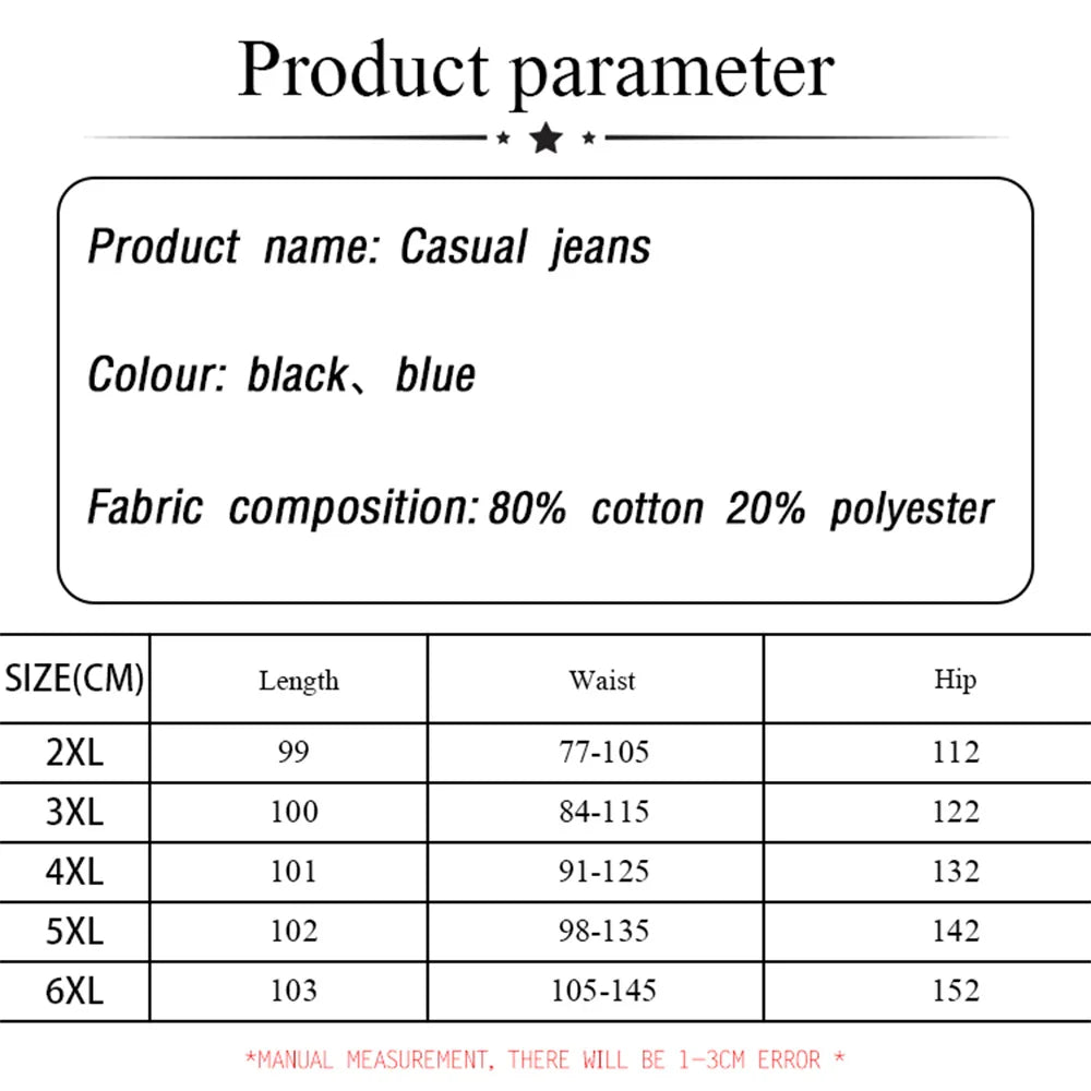 Plus Size Women’s Casual Jeans – Classic Black & Blue Washed Denim for Spring & Autumn, Comfortable & Versatile