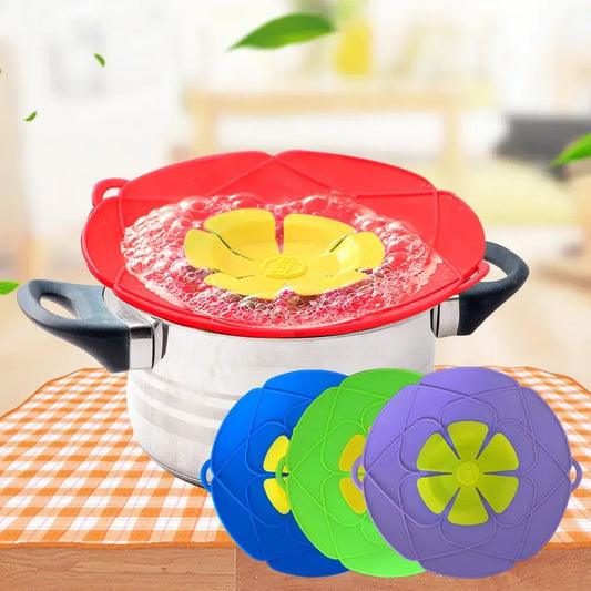 Silicone Spill Stopper Lid Cover - Flower Design, Multi-Use for Pots and Pans, Kitchen Cooking Accessories, Cookware Home Essential